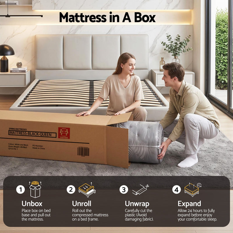 Giselle Bedding Single Mattress 34cm 7-Zone Bamboo Charcoal Fabric with Pocket Spring