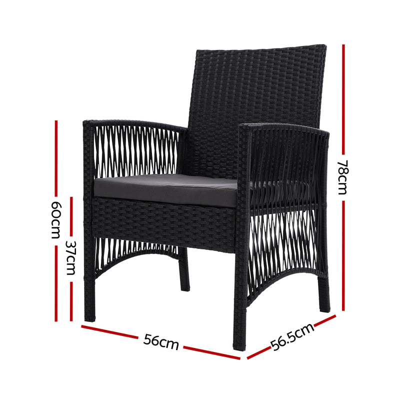 Gardeon 2PC Outdoor Dining Chairs Patio Furniture Wicker Lounge Chair Garden