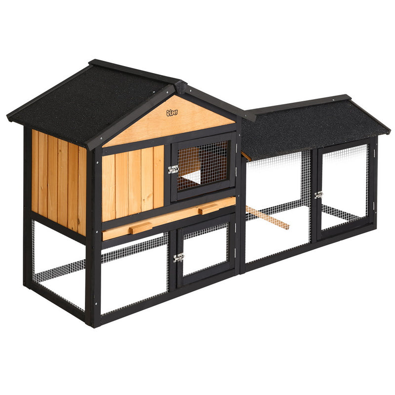 i.Pet Chicken Coop Rabbit Hutch 165cm x 43cm x 86cm Chicken Coop Large Run House Cage Wooden Outdoor