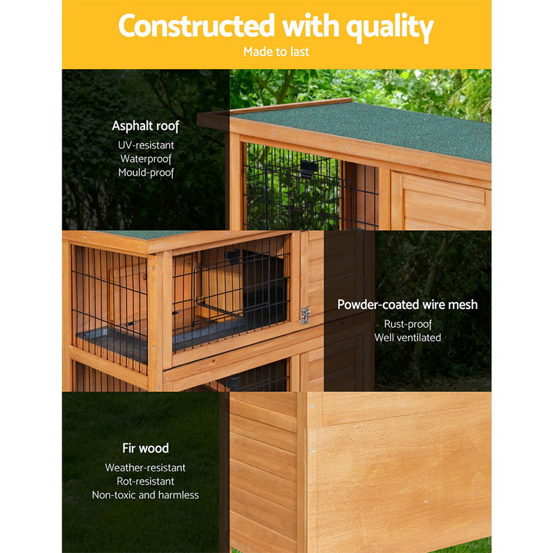 i.Pet Rabbit Hutch Chicken Coop 91.5cm x 46cm x 116.5cm Chicken Coop Large House Cage Run Wooden Outdoor