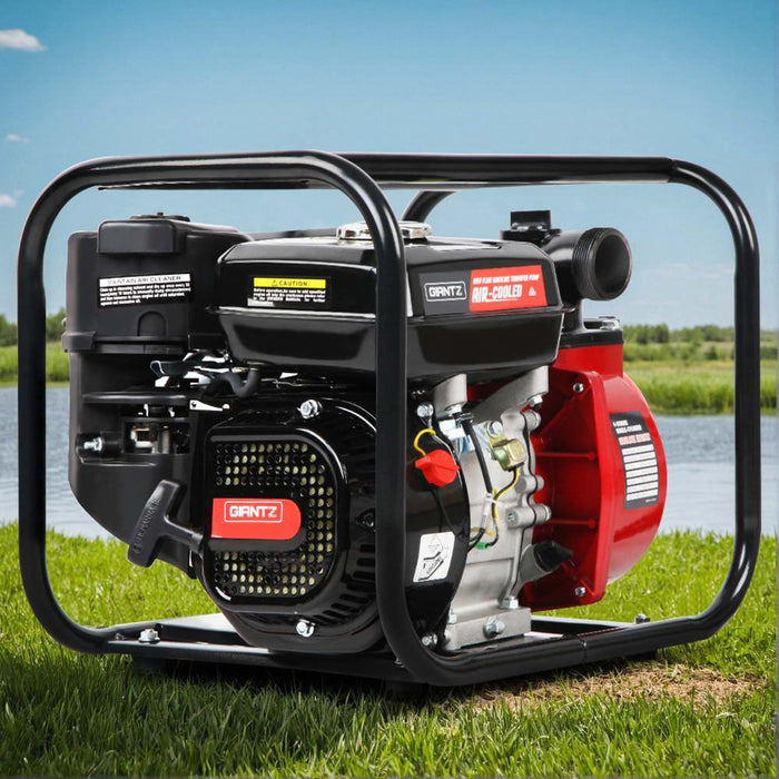 Giantz Petrol Water Pump, 2" 7HP Max High Flow Transfer Fire Fighting Pumps Rain Tank Oil Irrigation Garden Farm Pond Outdoor Irrigations, with Hose Fittings