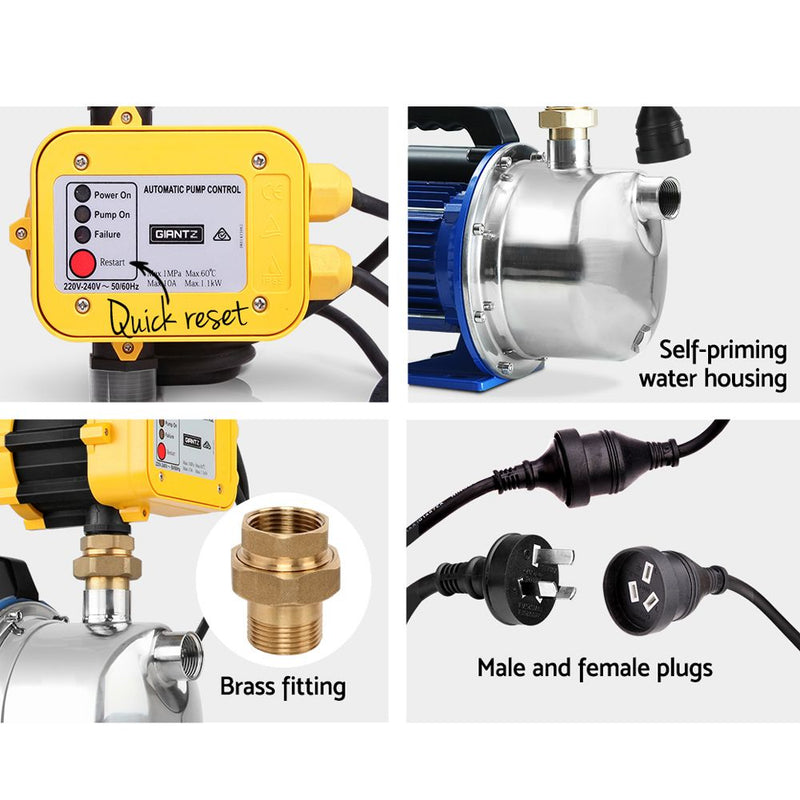 Giantz Garden Water Pump Jet High Pressure Controller Stage Irrigation Max. 4600L/H