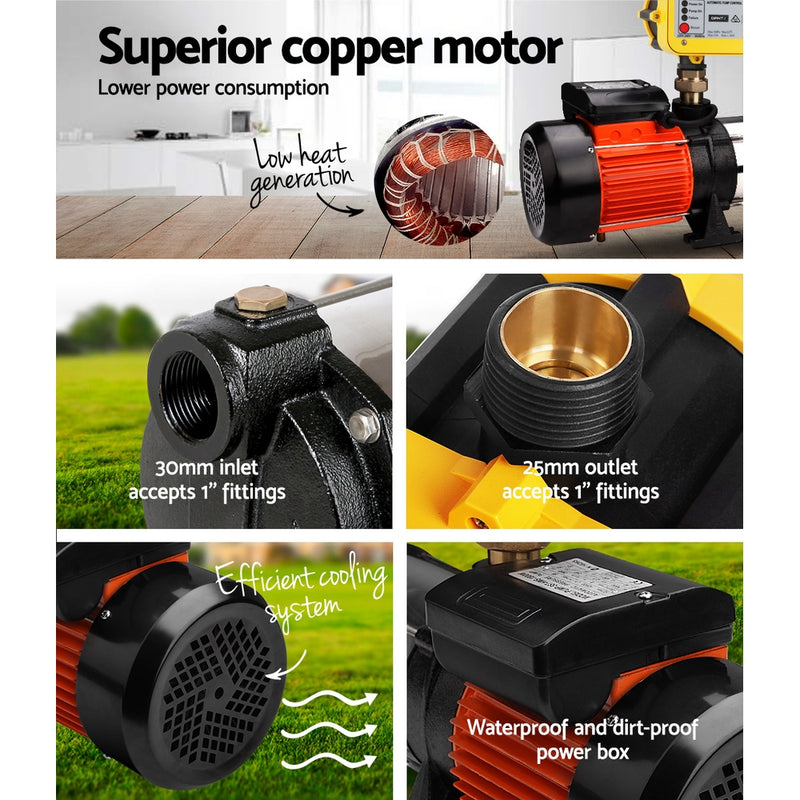 Giantz 1800W Max 5-Stage Garden Water Pump High Pressure Irrigation Booster Pump, Automatic Multi-Stage External Sprinkler Pump for Rainwater Tank Transfer