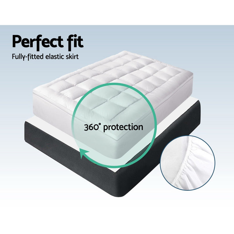 Giselle Bedding 5cm Bamboo Pillowtop Mattress Topper 1000GSM Mattress Pad for Back Pain Relief Washable Breathable Protector with 45cm Deep Pocket Double