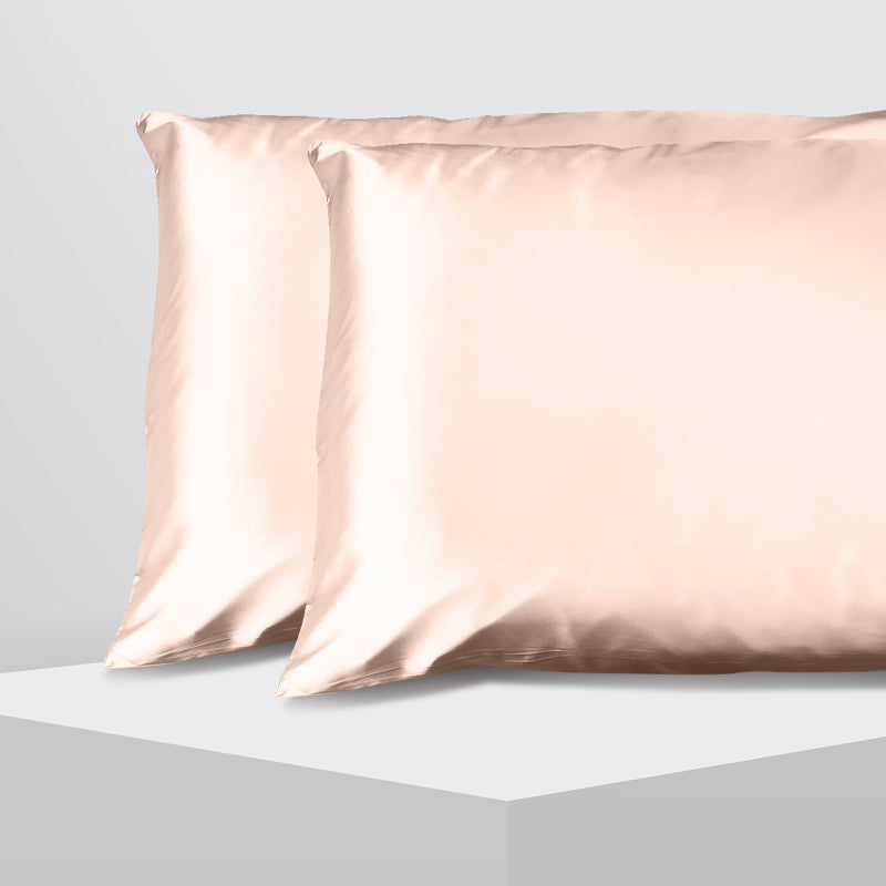 Casa Decor Satin Pillowcase Twin Pack Size With Gift Box - Champagne Pink