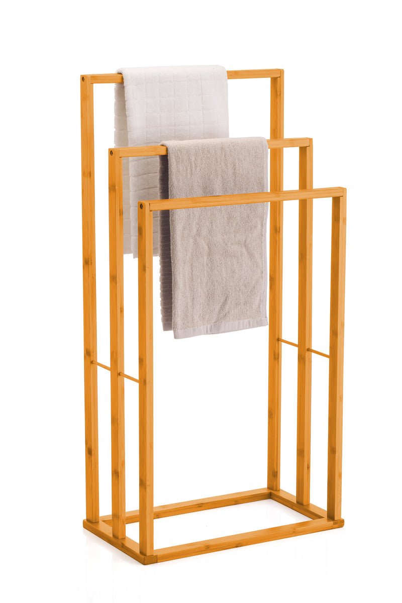 CARLA HOME Bamboo Towel Bar Holder Rack 3-Tier Free Standing for Bathroom. Towel Racks. Towel Rail Bathroom Accessory. Shower Hand Dish Towel. Towel Holder.