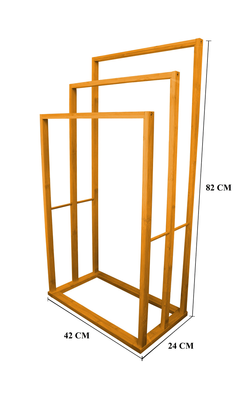 CARLA HOME Bamboo Towel Bar Holder Rack 3-Tier Free Standing for Bathroom. Towel Racks. Towel Rail Bathroom Accessory. Shower Hand Dish Towel. Towel Holder.
