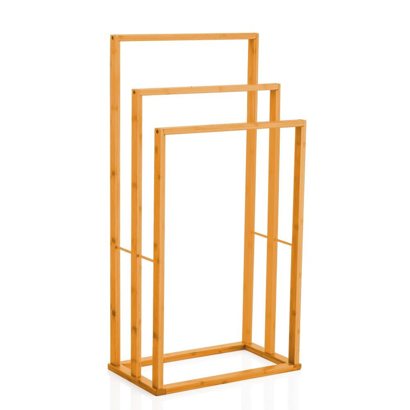 CARLA HOME Bamboo Towel Bar Holder Rack 3-Tier Free Standing for Bathroom. Towel Racks. Towel Rail Bathroom Accessory. Shower Hand Dish Towel. Towel Holder.