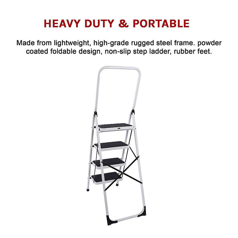 Foldable Non Slip 4 Step Steel Ladder