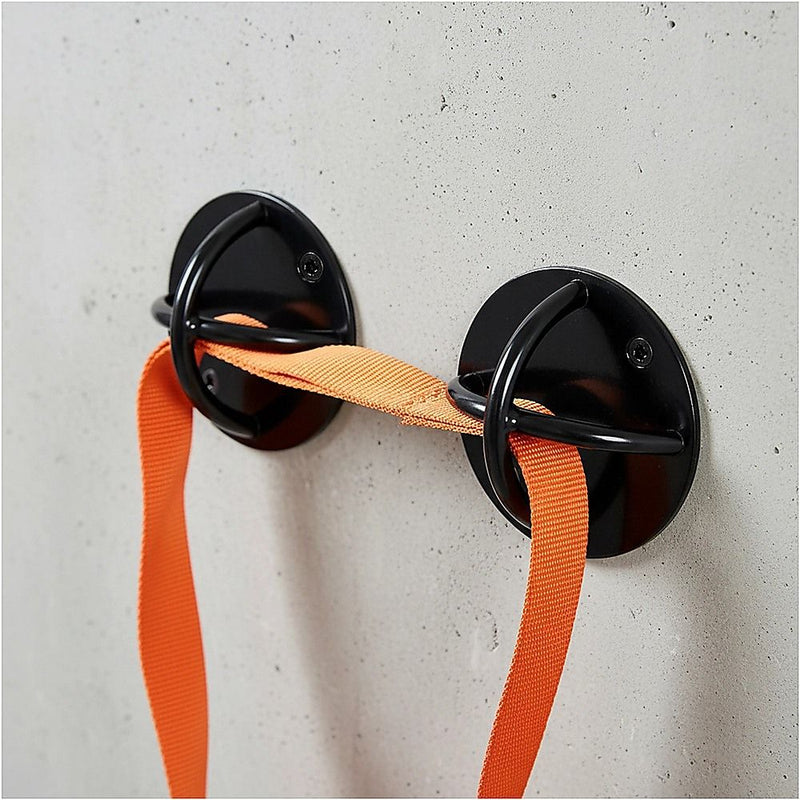 Pair of Black Wall Anchor Mounts for Battle Ropes and Suspension