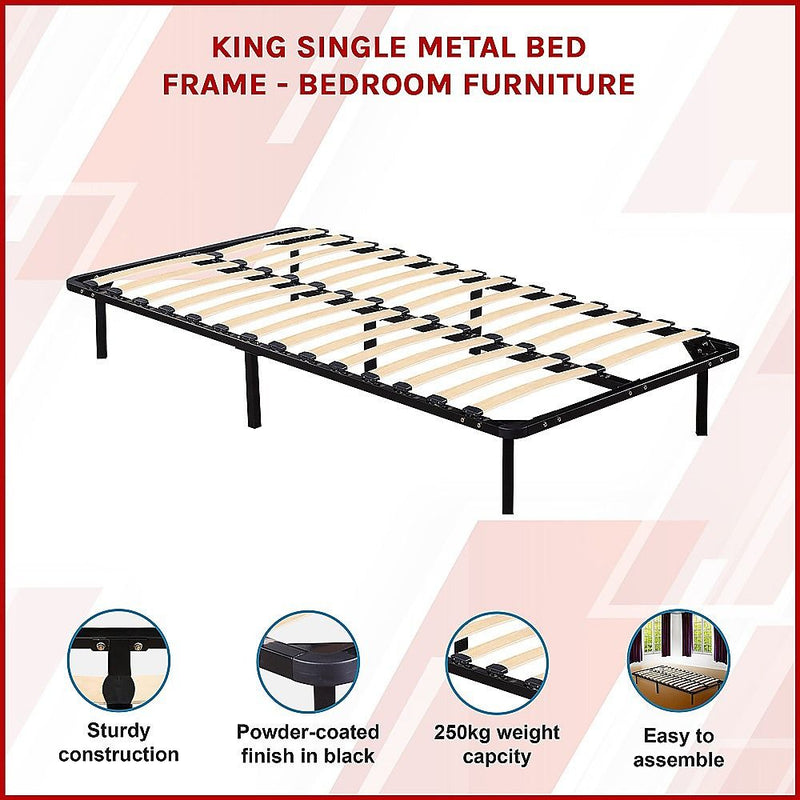 King Single Metal Bed Frame - Bedroom Furniture