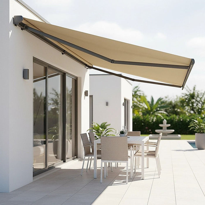 Motorised Retractable Awning – 5.0x3.0m Beige Full Cassette Design