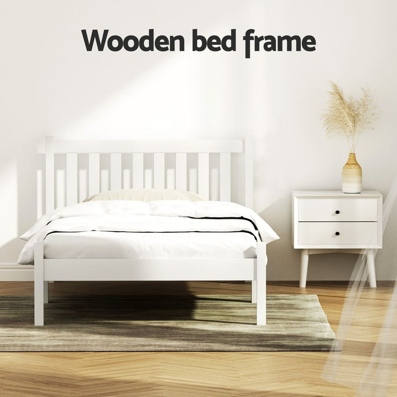 Artiss Bed Frame King Single Size Wooden White SOFIE