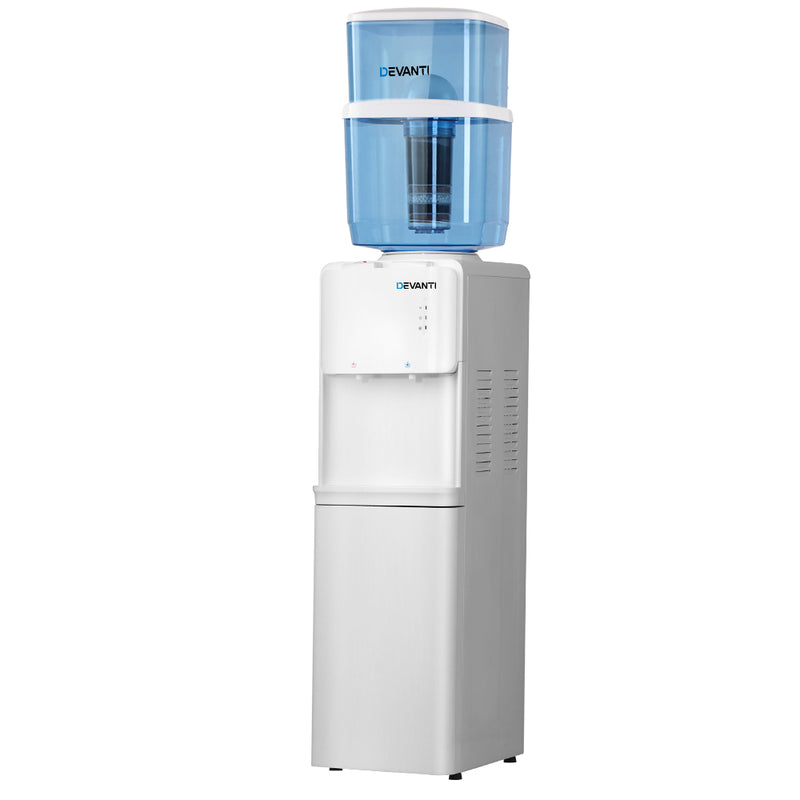Devanti Water Cooler Dispenser Stand 22L Bottle White w/2 Filter