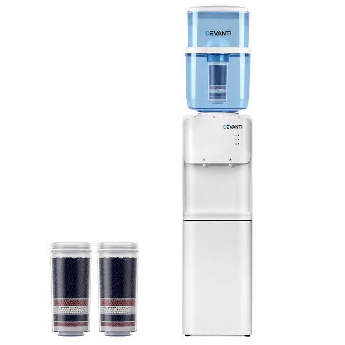 Devanti Water Cooler Dispenser Stand 22L Bottle White w/2 Filter