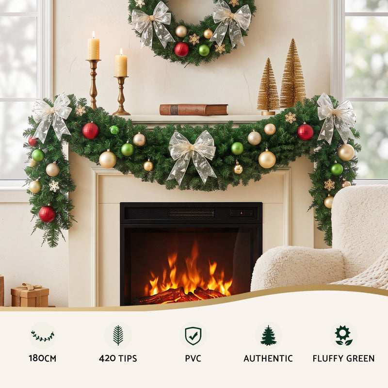 Jingle Jollys 1.8m Christmas Garland Xmas Decorations Green Wedding Party