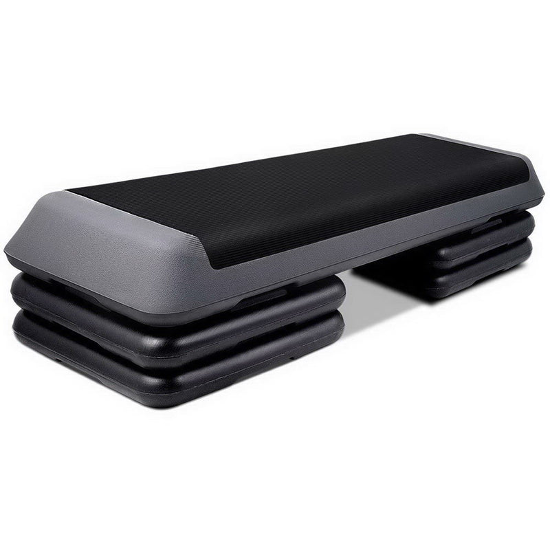 Black and grey Everfit aerobic step on stacked risers
