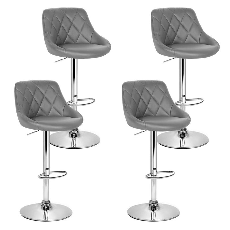 Artiss Elan PU leather Gas Lift Bar Stools, Set of 4 – Grey