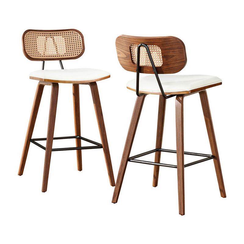Artiss Bar Stools, 64 cm Seat Height, Set of 2 – Beige + Walnut color