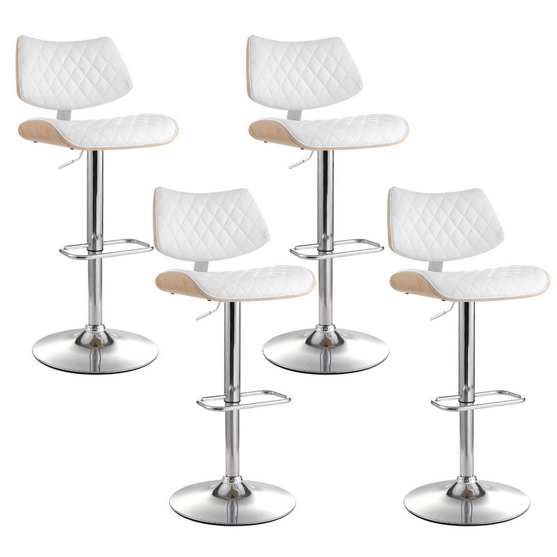 Artiss Quilla PU leather Gas Lift Bar Stools, Set of 4 – White