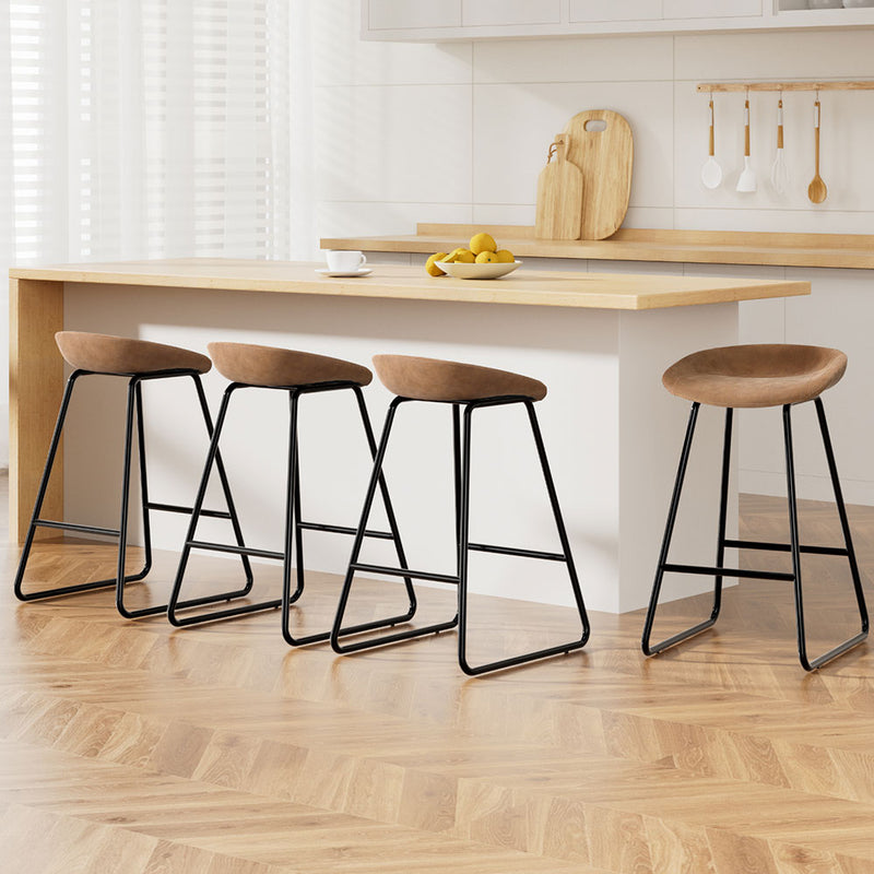 Artiss Ludovic PU leather Bar Stools, Set of 4 – Brown