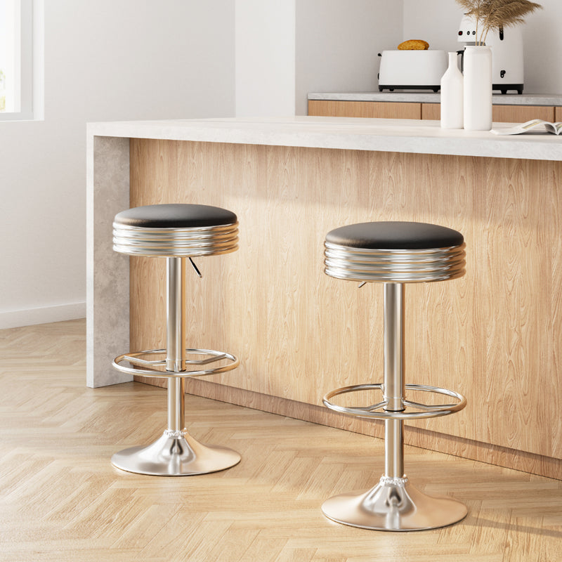 Artiss Anton PU Leather Bar Stools, Set of 2 – Black