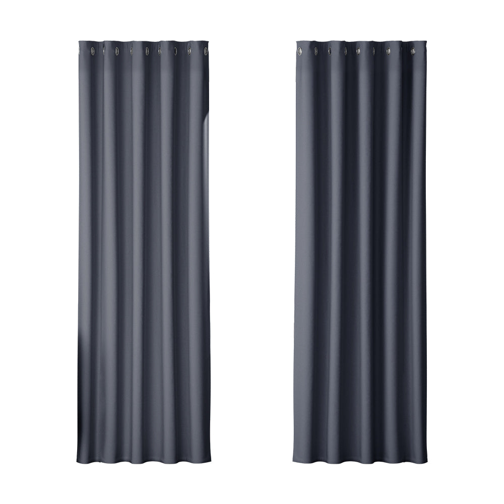 Artiss 2X Blockout Curtains Eyelet 180 × 213 cm Charcoal