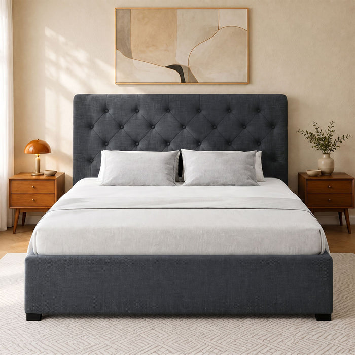 Artiss Bed Frame Double Size Gas Lift Charcoal VILA