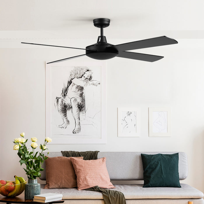 Devanti 52'' Ceiling Fan DC Motor 4 Blades w/Remote - Black