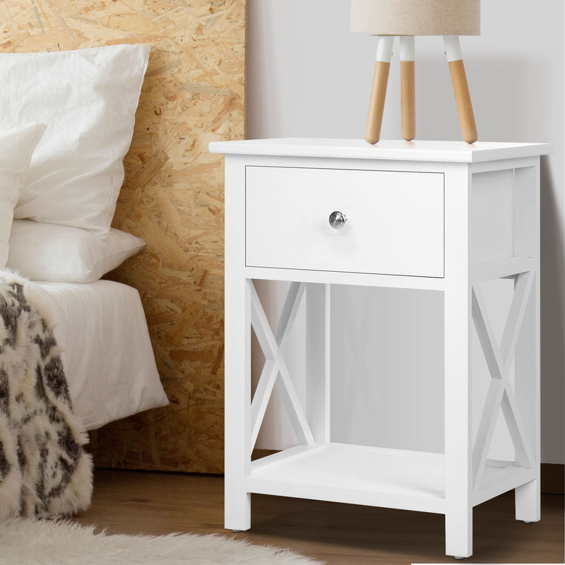 Artiss EMMA Bedside Table, Set of 2 – White