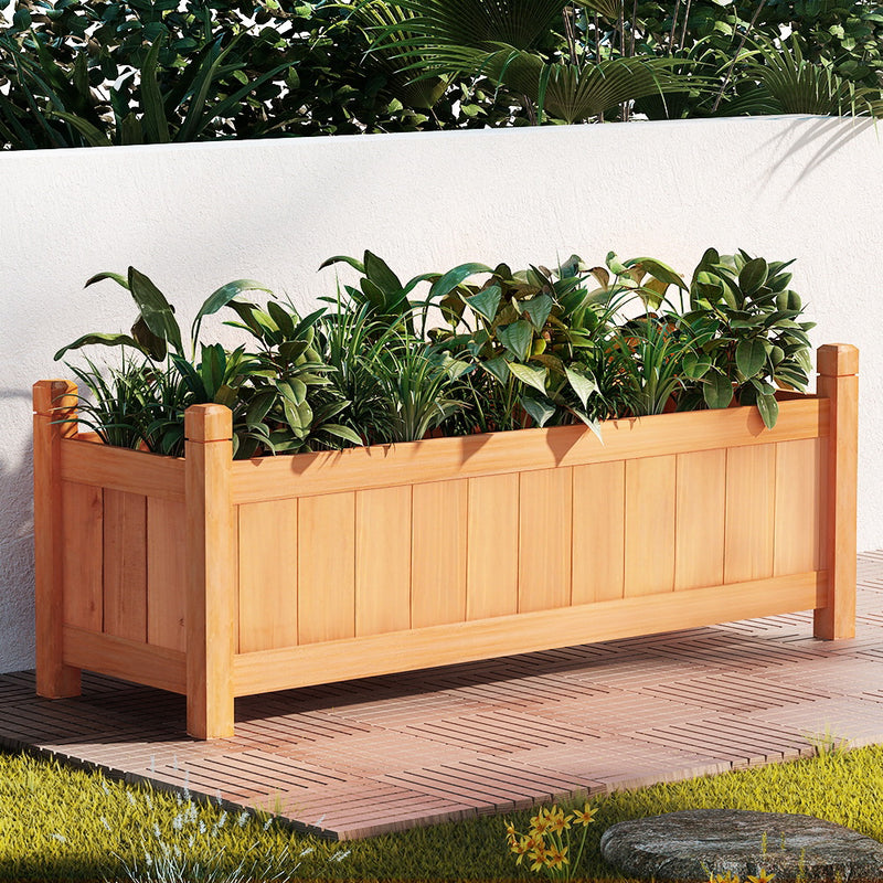 Green Fingers Garden Bed 90 × 30 × 33 cm Wooden Planter Box Raised Container Growing