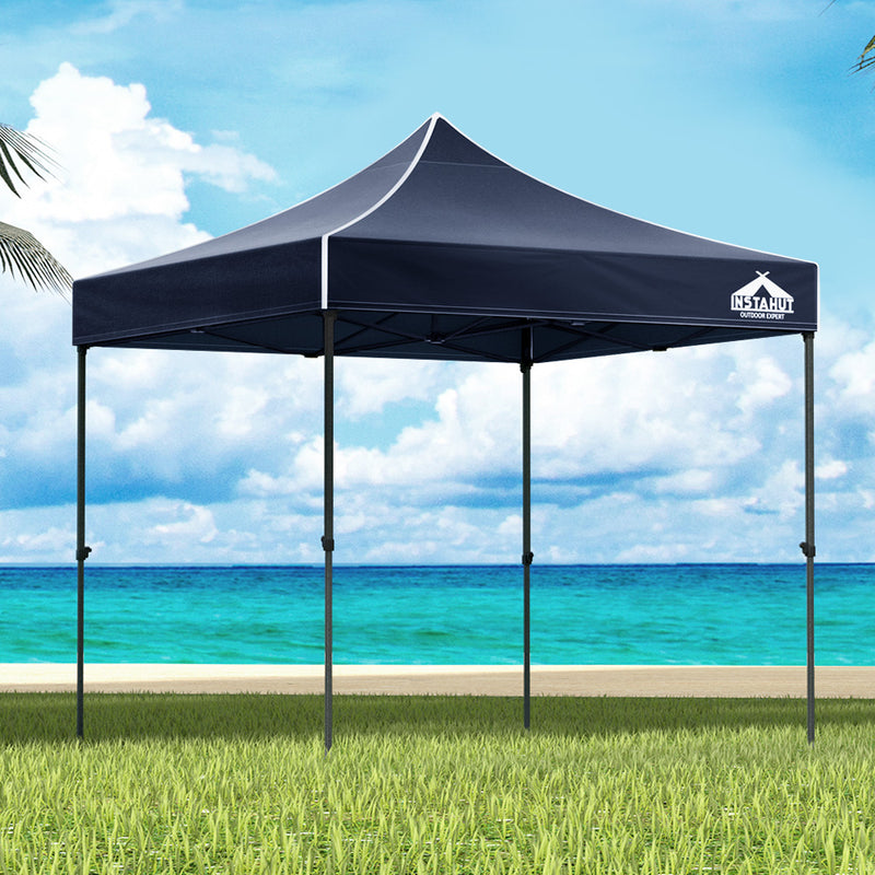 Instahut Gazebo Pop Up Marquee 3 × 3m Folding Tent Wedding Outdoor Camping Canopy Gazebos Shade Navy
