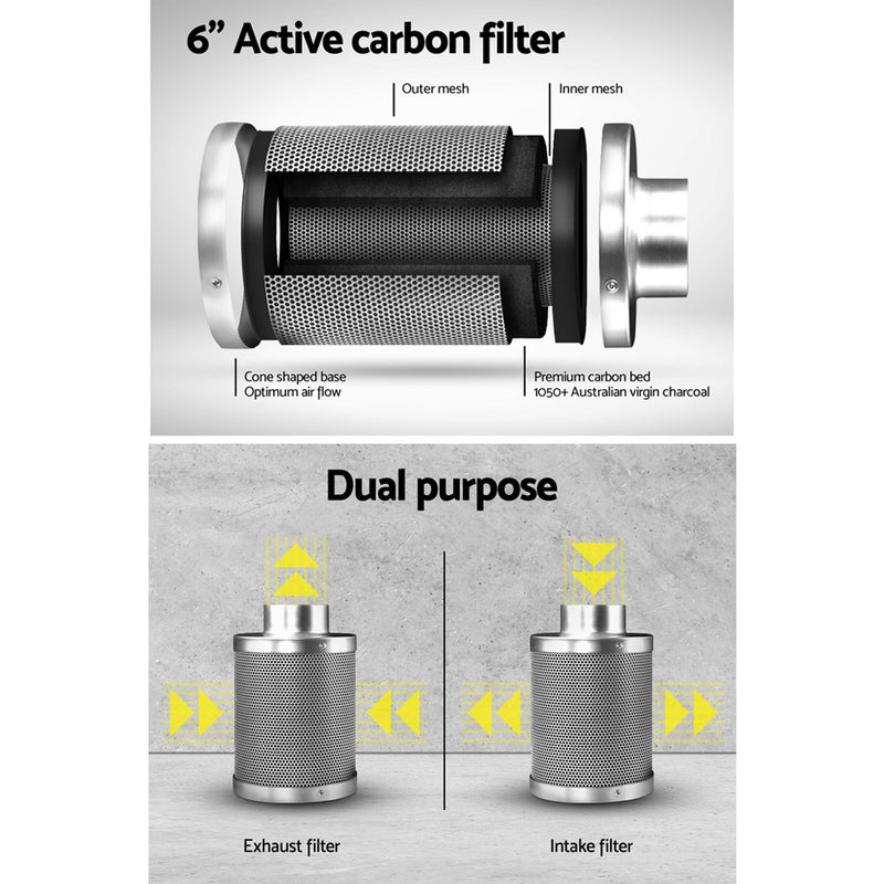 Greenfingers 6"Ventilation Kit Fan Grow Tent Kit Carbon Filter Duct Speed Controlled,Greenfingers 6"Ventilation Kit Fan Grow Tent Carbon Filter Duct Speed