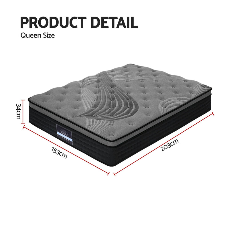 Giselle Bedding Single Mattress 34cm 7-Zone Bamboo Charcoal Fabric with Pocket Spring