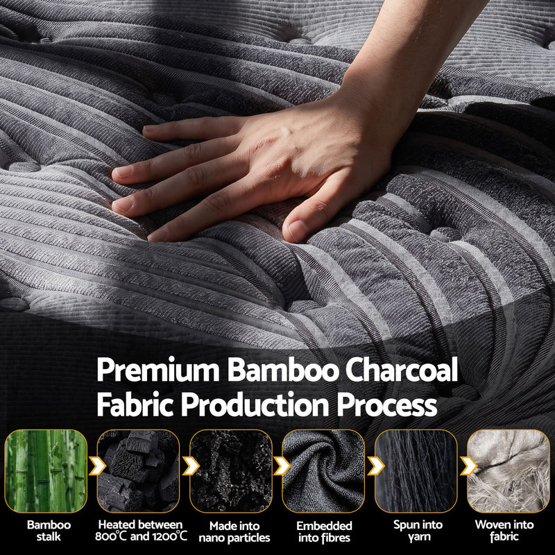 Giselle Bedding Single Mattress 34cm 7-Zone Bamboo Charcoal Fabric with Pocket Spring