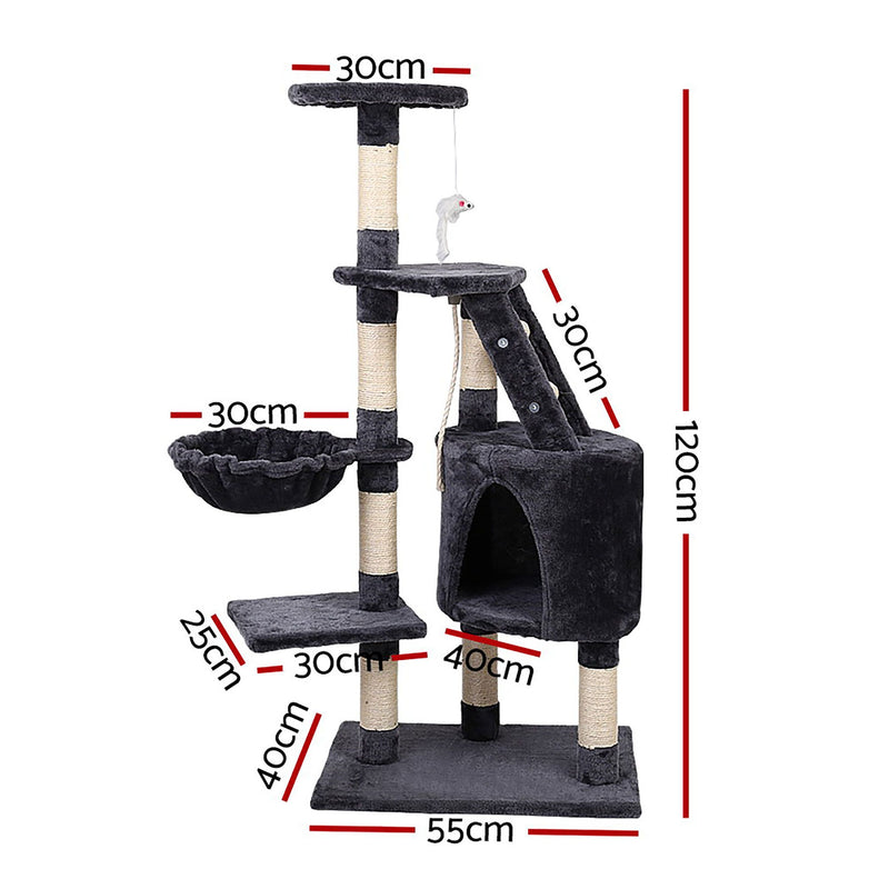 i.Pet Cat Tree 120cm Tower Scratching Post Scratcher Wood Condo House Bed Toys
