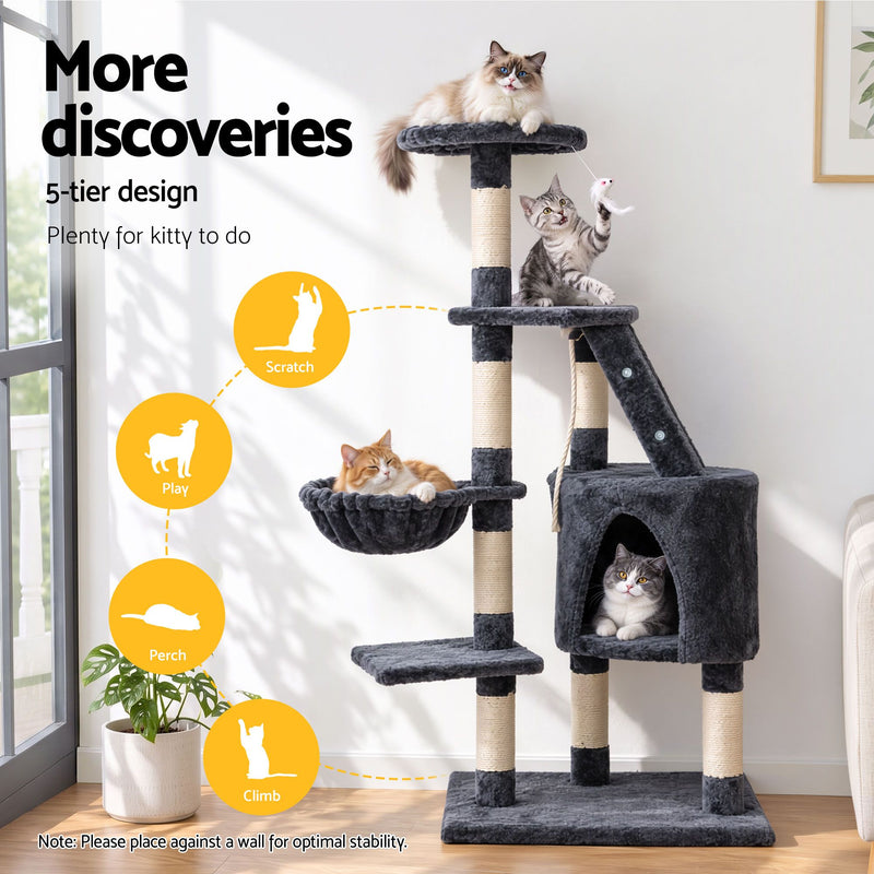 i.Pet Cat Tree 120cm Tower Scratching Post Scratcher Wood Condo House Bed Toys