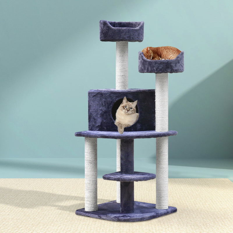 i.Pet Cat Tree 126 cm Tower Scratching Post Scratcher Condo Trees House Grey