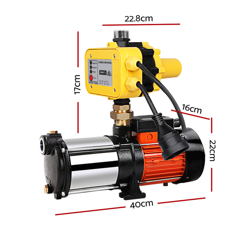 Giantz 1800W Max 5-Stage Garden Water Pump High Pressure Irrigation Booster Pump, Automatic Multi-Stage External Sprinkler Pump for Rainwater Tank Transfer