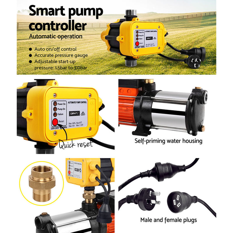 Giantz 1800W Max 5-Stage Garden Water Pump High Pressure Irrigation Booster Pump, Automatic Multi-Stage External Sprinkler Pump for Rainwater Tank Transfer