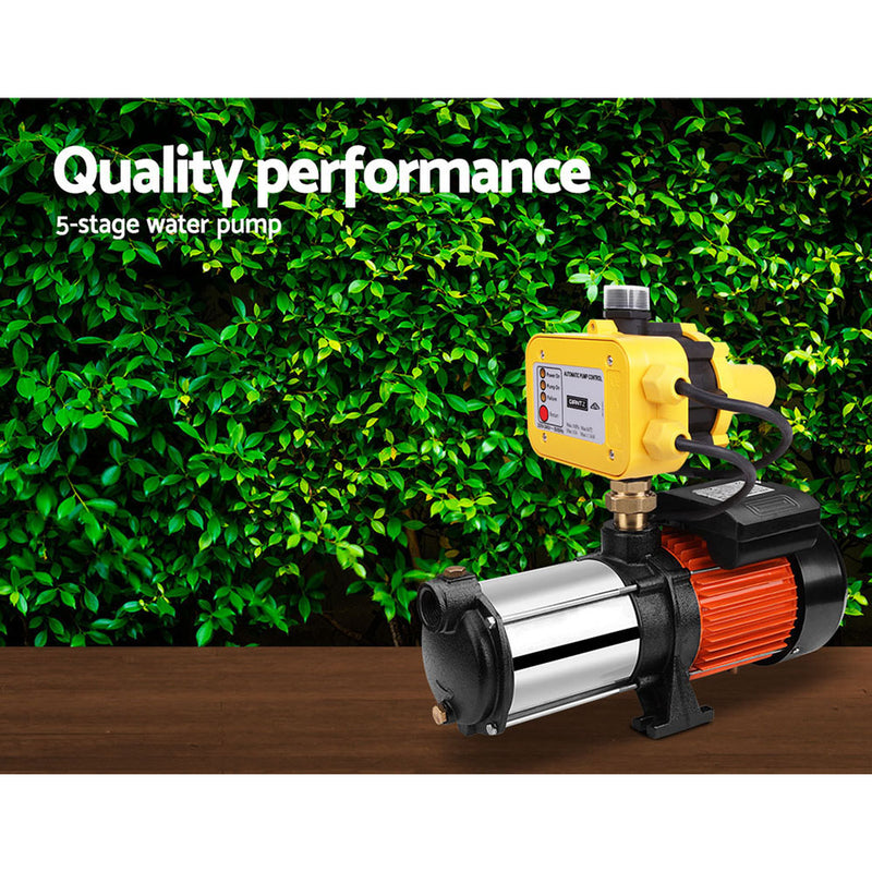 Giantz 1800W Max 5-Stage Garden Water Pump High Pressure Irrigation Booster Pump, Automatic Multi-Stage External Sprinkler Pump for Rainwater Tank Transfer