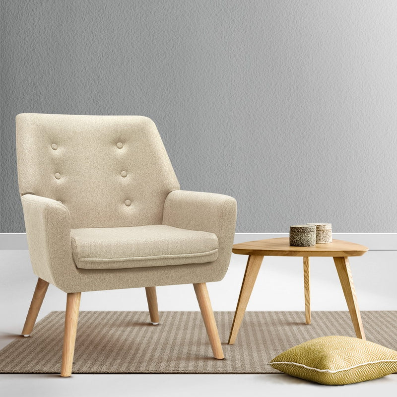 Artiss Armchair Linen Fabric Anne Beige
