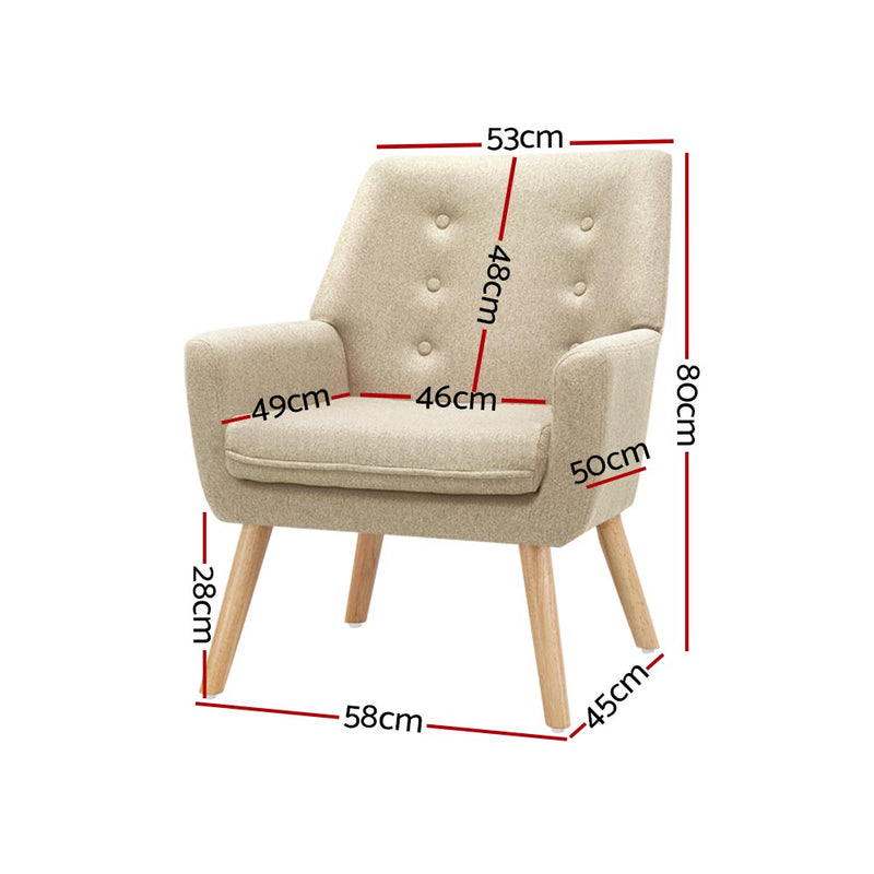 Artiss Armchair Linen Fabric Anne Beige