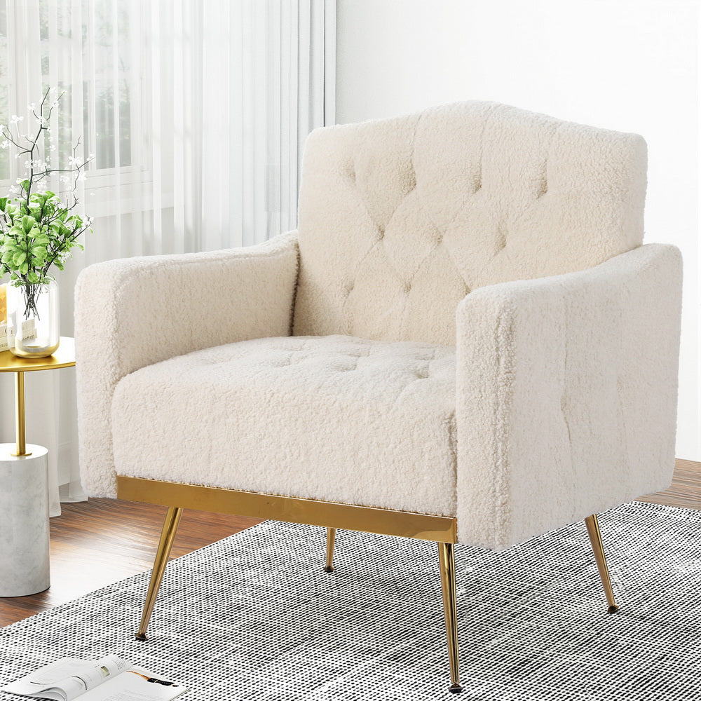 Artiss Nicole Boucle Armchair – Beige gold