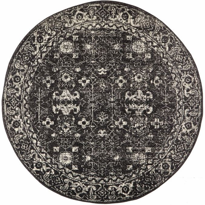 Evoke 252 Charcoal Round by Rug Culture -150 × 150 cm - ROUND