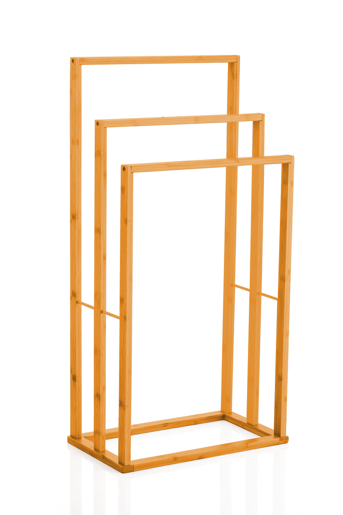 CARLA HOME Bamboo Towel Bar Holder Rack 3-Tier Free Standing for Bathroom. Towel Racks. Towel Rail Bathroom Accessory. Shower Hand Dish Towel. Towel Holder.