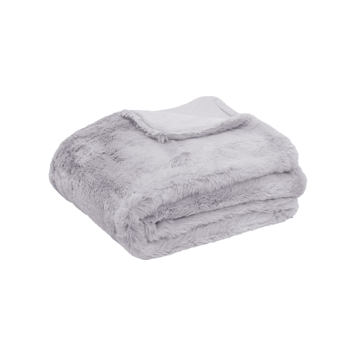 Tuscany Faux Sheep Wool Fur Throw Rug Silver