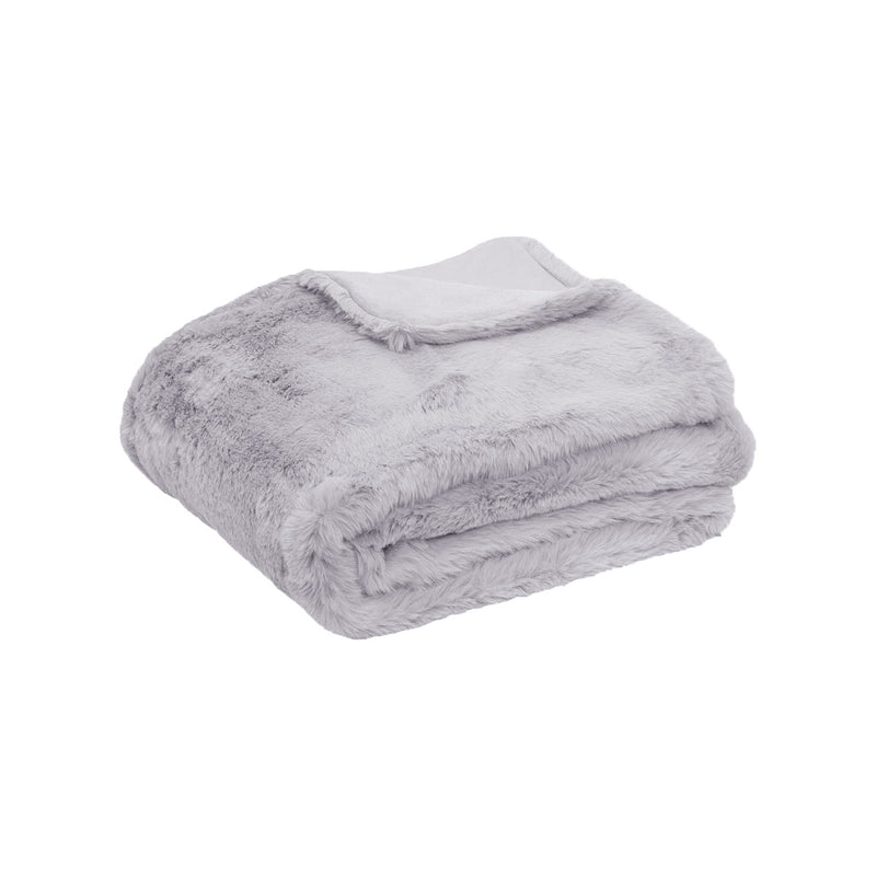 Tuscany Faux Sheep Wool Fur Throw Rug Silver