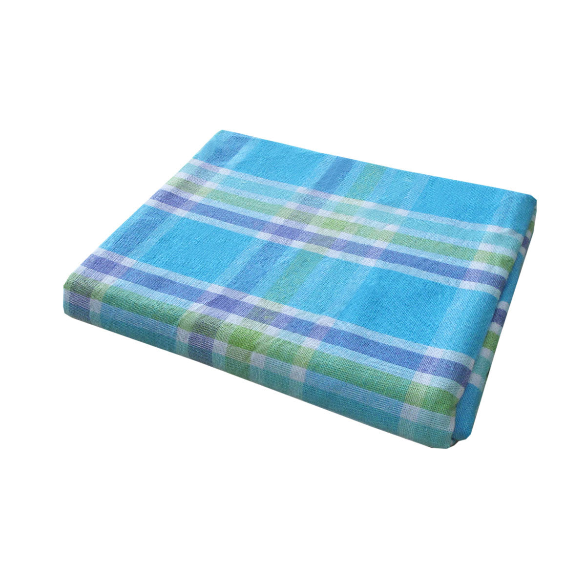 Cotton Plaid Checks Round Table Cloth 180 cm Diameter Blue