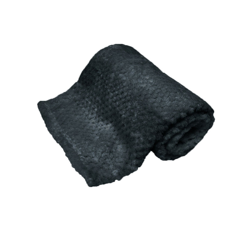 180GSM Soft Popcorn Coral Fleece Throw Rug 127 × 152 cm Charcoal